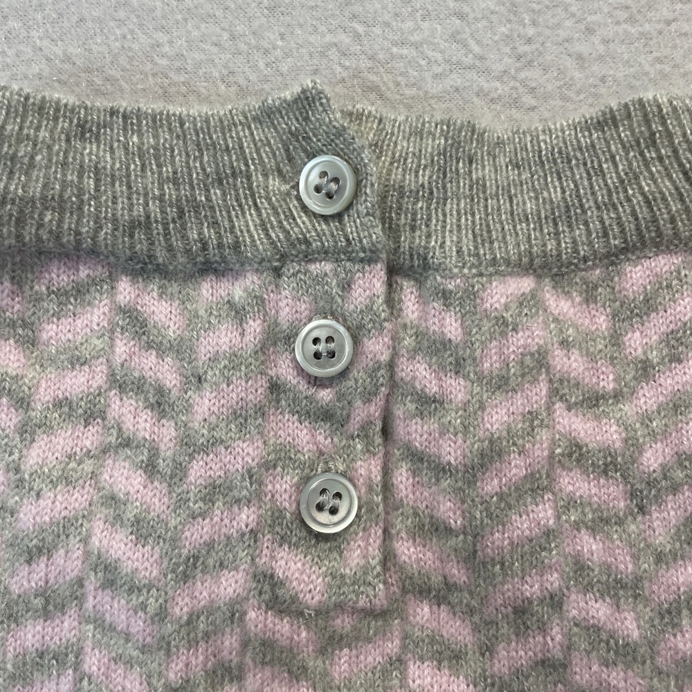 J.CREW Italian Cashmere Women's Sweater Small/ Xsmall Pink/Gray Chevron EUC Soft - Picture 7 of 7